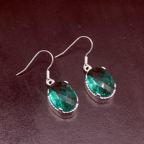 Gemstonefactory Big Promotion 925 Silver Precious Hot Sale Green Topaz Women Ladies Gifts Dangle Drop Earrings 20212019