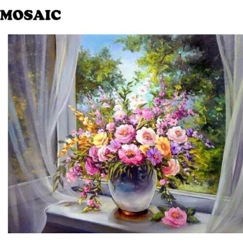 Customized foto window flower pictures Of Rhinestones diamond Mosaic Full Square Diamond Embroidery animal wall painting diamond