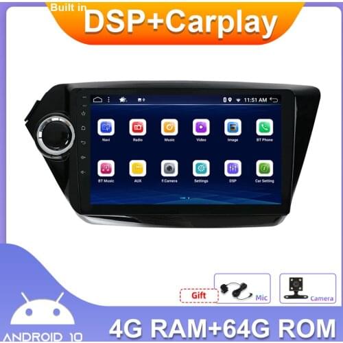 2 din Android cassette tape recorder For Kia K2 RIO 3 4 Rio 2010-2018 carplay auto DSP 4G+64G Free Camera External MIC GPS Navi
