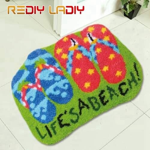 Latch Hook Rug Crochet Floor Mat Lets a Bench Tapestry Kit Acrylic Yarn Pre-Printed Canvas Cushion DIY Carpet Rug Arts & Crafts