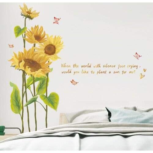 Creative 3D Sunflower Wall Stickers Room Decor Aesthetic Self-adhesive Wall Decals Bedroom Living Room Decoration PVC Mural