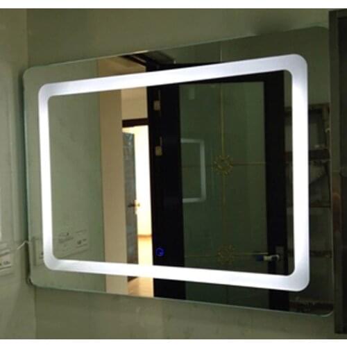 Square Bathroom Glass Mirror Wall Smart Touch Antifog LED Toilet Mirror Mural With Moisture Proof Bath Mirrors Vanity Customized