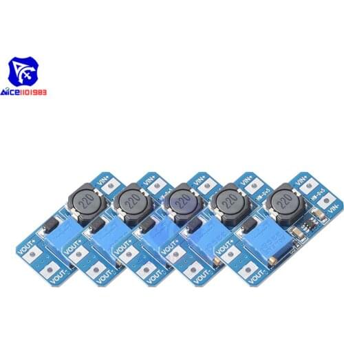 Diymore 5PCS/Lot MT3608 DC -DC DC 2 -24V to 5V-28V 2A Step Up Boost Converter Power Supply Module with Adjustable Trimpot