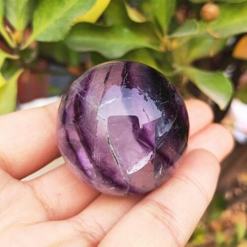 Natural purple flourite crystal ball quartz shpere gemstone Reki Healing