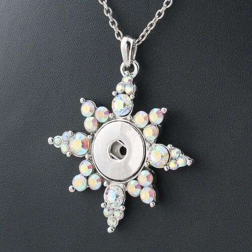 New Fashion Jewelry Xinnver Snap Buttons Necklaces Link Chain 55CM With Flower Pendant Fit 18/20MM Snap Buttons Jewlery ZG098