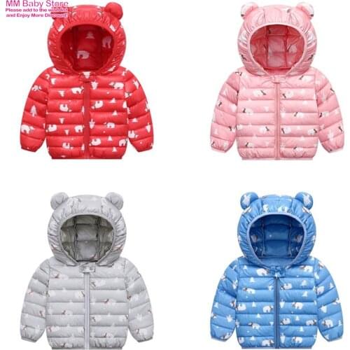 Baby Girls Hooded Down Jackets For Kids Coats Autumn Boys Cartoon Warm Jacket Coat Jacket Toddler Girl Zipper Jacket Outerwear