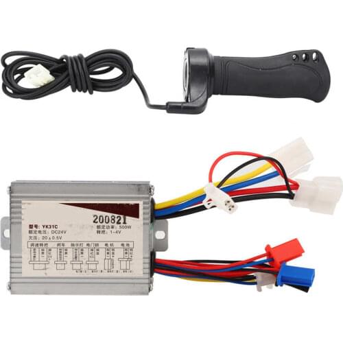 24V 500W E-bike Motor Brushed Controller Extended Cable Throttle Grip Set Electric Bicycle Speed Controller Handlebar Grip Kits