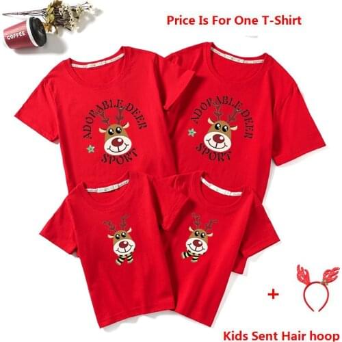 Christmas Family Matching Outfits Mom Dad Kids T-Shirt Christmas Deer Mother Daughter Tops Women Men Baby T-shirt Family Look
