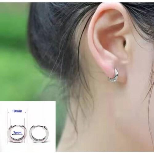 925 Sterling Silver Ear Bone Buckle Hoop Earrings For Women Simple Cartilage Buckle Mini Small Hoop Round Circle Earrings Hoops
