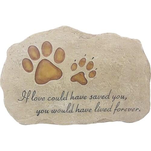 Resin Pet Memorial Stone Grave Marker Puppy Garden Yard Tombstone Gravestone