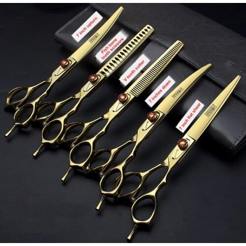 Haircuts Grooming 7scissors Set Pet Cutting Artifact Straight Warp Curved Cutting Teeth Cutting Scissors Cutting Plush Cat Tool