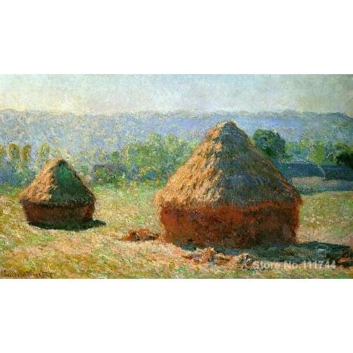 Bathroom art Grainstacks at the End of Summer Morning Effect by Claude Monet paintings Home Decor Hand painted High quality
