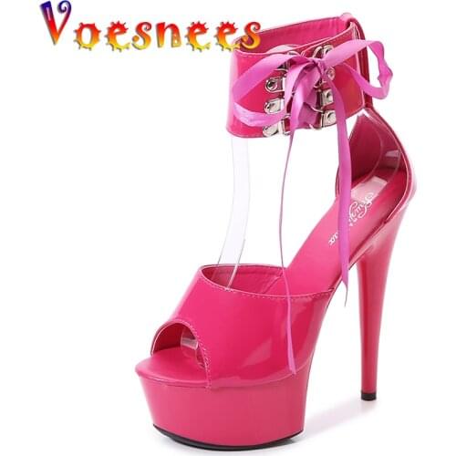 Summer New Lace-Up Thin Heels Sandals Platform Sexy Pole Dancing Super High Heel Shoe Peep Toe Women Wedding Shoes Big Size 43