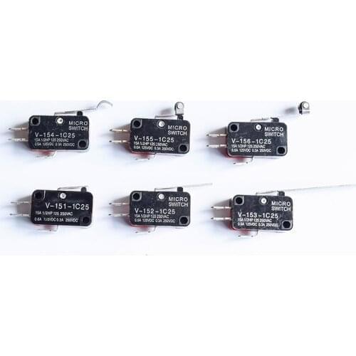 10pcs V-15-1C25 V-151-1C25 V-152 V-153 V-154 V-155-1C25 V-156-1C25 Long Straight Hinge Lever Type SPDT Micro Switch Limit Switch