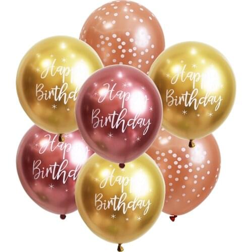 12 inch metal gold sliver printing latex balloon printing white happy birthday baby shower birthday party decorations balloons