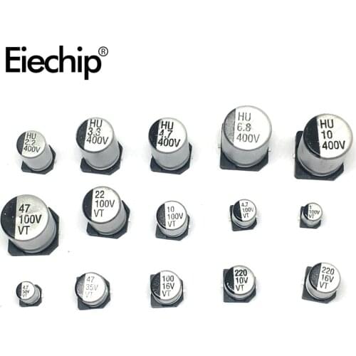 130PCS/LOT 1uF-220uF SMD Aluminum Electrolytic Capacitor Assorted Kit Set, 13values*10pcs=130pcs Samples Kit