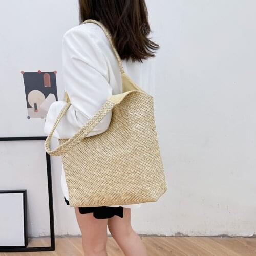 2021 Summer Straw Bags For Women Handmade Beach Bags Raffia Rattan Woven Handbags Female Vacation Large Capacity Tote Bags