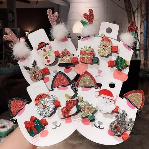 36set/lot 5pcs/set DIY Simple Multi Cartoon Antlers Hair Clips Suits Christmas Hairpins Hair Styling Tools Accessories HA1625