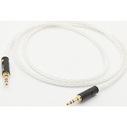 8 Cores Silver Plated 3.5mm to 3.5mm Stereo Male Upgrade Cable HIFI audio aux