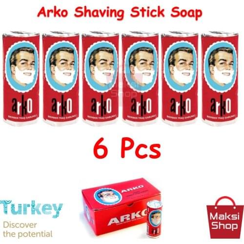 Arko Men Stick Rolon Shaving Soap 75 G x 6 Pcs Barbers Choice Traditional Shaving Beard Male Care Set Body blade Hair Shaver
