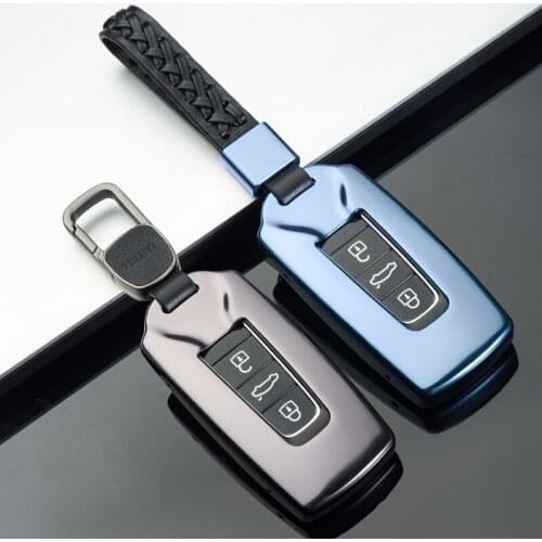 Car Alunimnum Alloy Keychain Cover Shell Holder Case For Volkswagen Touareg 2018 2019 Fob Key Car-Styling