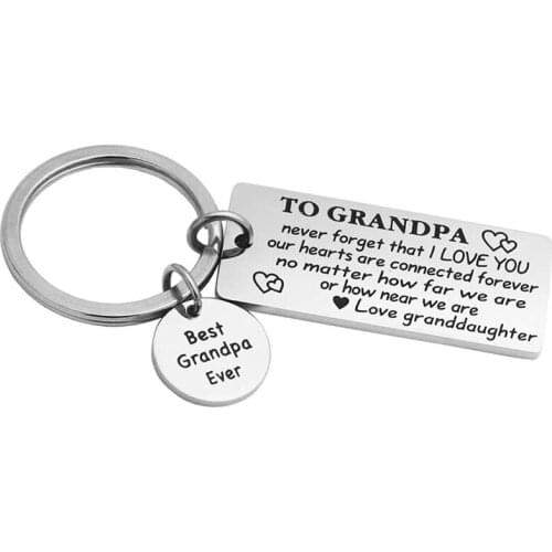 Best Grandpa Ever Keyring Grandpa Gift from Granddaughter The Love Between a Grandfather and Granddaughter is Forever Keychain