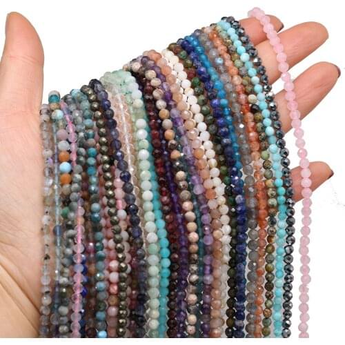 Natural Stone Beads Small Faceted Fluorite Lapis lazuli Loose Bead for Jewelry Making DIY Bracelet Necklace Accessories