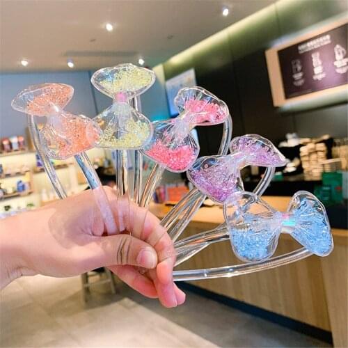 Boutique Bowknnot Hairbands Kid Transparent Sequin Hair Hoops With Teeth Girls Glitter Headbands Lovely Korean Hair Accessories