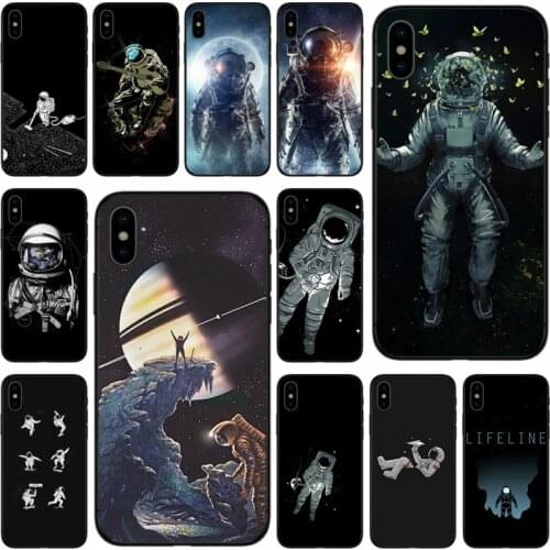 Space Moon Cute Cats black blackest Soft Silicone TPU Phone Case For iPhone 5 5S 5C SE 6 6plus 7 7plus 8 8plus X XS XR Max