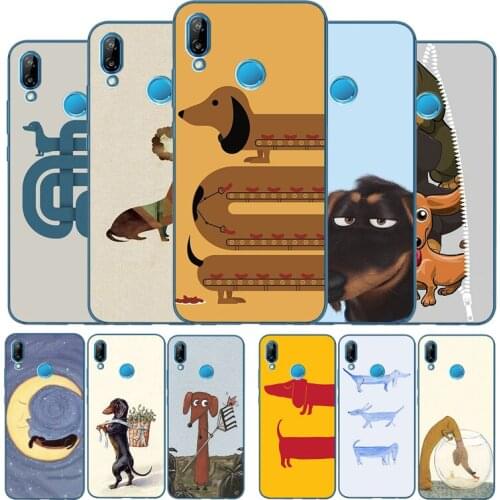 Cartoon Animals Dogs Dachshund Phone case For Huawei P9 P10 P20 P30 P40 Psmart Lite Plus Pro Y9 Y6 Y7 2017 2018 Nova 3 3i