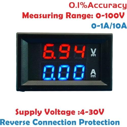 100V 10A Voltmeter Ammeter Blue Red LED Amp Dual Digital Volt Meter Gauge digital voltmeter ammeter voltimetro amperimetro