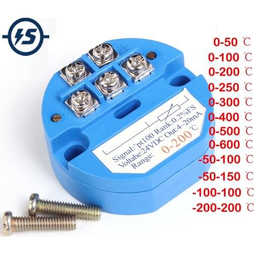 RTD PT100 Temperature Sensor Meter Transmitter Isolated Detector Module -200-200 Celsuis 0-600 Celsuis 4-20MA