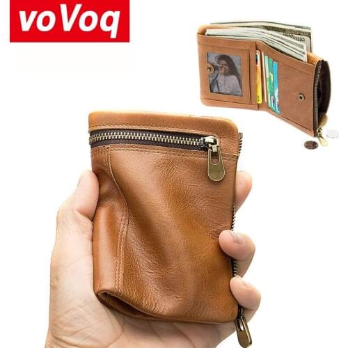 Business Mens Short Wallet Bifold Slim Card Holders Casual Portable Coin Purse New Genuine Leather Mini Male Cash Clutch Bag