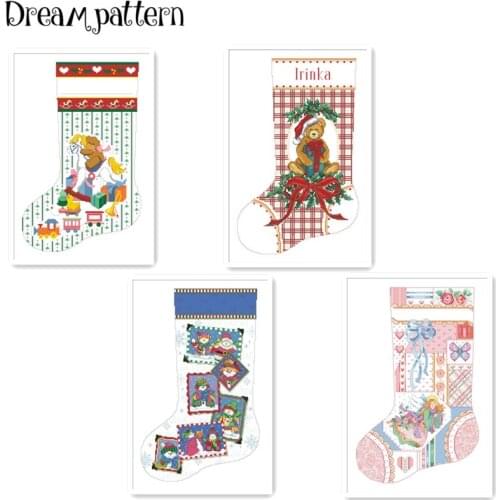 Angel baby stocking cross stitch kit flowers 18ct 14ct 11ct cotton silk thread white fabric embroidery DIY handmade needlework