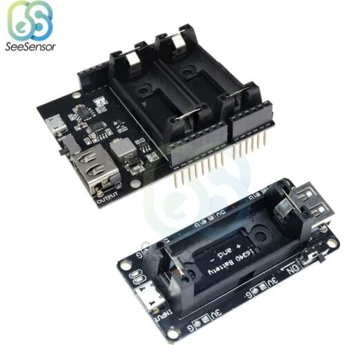 ESP8266 ESP32 Dual 16340 Lithium Battery Charger Shield USB Mobile Power Bank Battery Holder Charger Board Module For Arduino