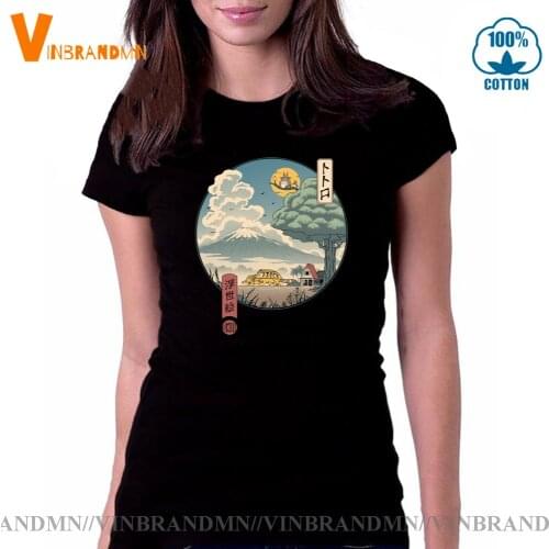 Neighbors Ukiyo-e Totoro T shirt Women Cartoon Cat Bus T-shirt Manga Ghibli Scenes Spirited Away Classic Japanese Anime t-shirt