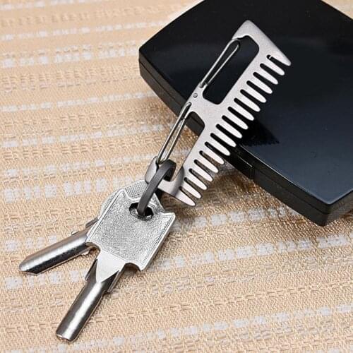 Hair Comb Mini Anti-static Titanium Portable Hanging Buckle Comb for Outdoor Travel Portable Key Ring Pendant Tool
