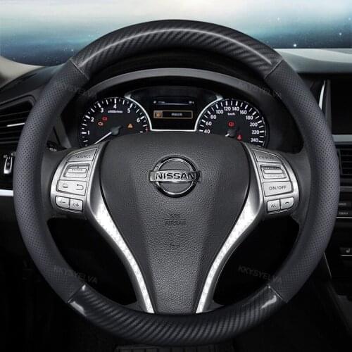 PU Leather Car Steering Wheel Cover for Nissan Qashqai Juke Primera Versa Almera Terrano Kicks March Murano 350z Terrano NV20