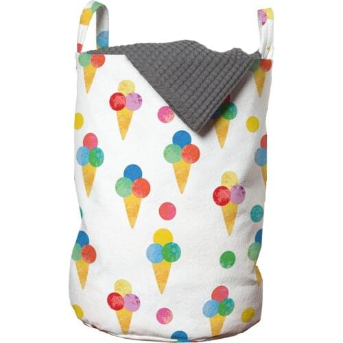 Ice Cream Laundry Basket Yummy Refreshments of Summertime Organizer for Clothes Underwear Socks Toys Wash Bag & Home Storage