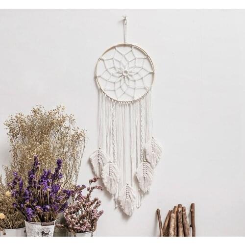 Cream Nordic Tassel Wall Hanging Fashion Flower Pattern Woven Macrame Bohemian Wall Decor Hanging Home Decoration Gifts