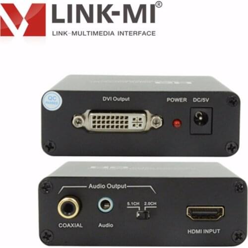 LINK-MI HDMI to DVI Converter with Coaxial and 3.5mm Audio Compliant With HDMI 1.3 HD Video 1920x1080 Video Audio Converter