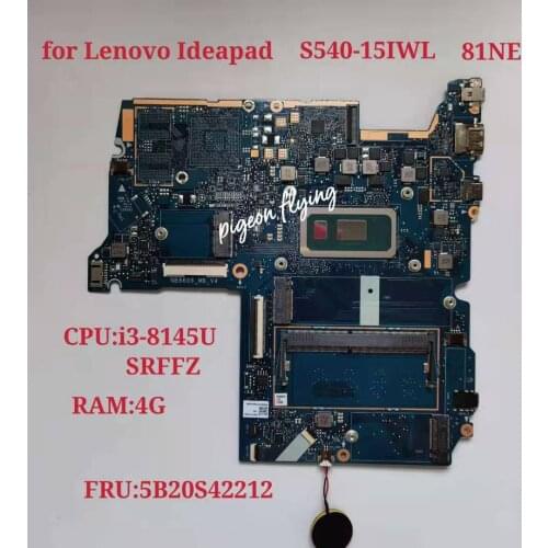 For Lenovo Ideapad S540-15IWL Laptop Motherboard 81NE CPU：I3-8145U SRFFZ UAM RAM:4G FRU:5B20S42212 Test ok