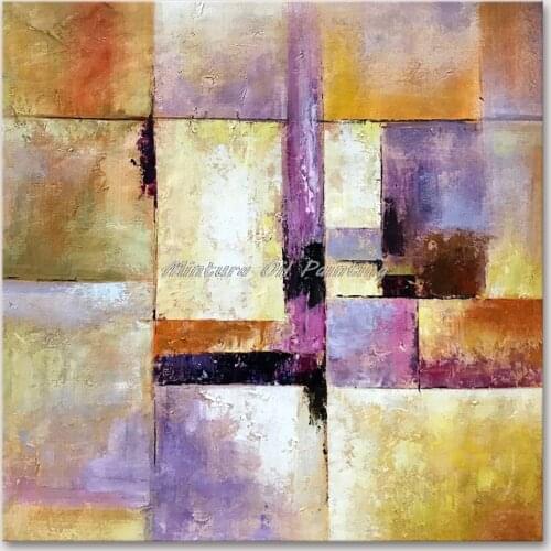 Mintura Hand Painted Oil Paintings on Canva Abstract Squares of Color Wall Picture For Living Room Home Decor Wall Art No Framed