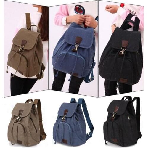 Fashion Mens Women Canvas Backpack School Rucksack Travel Satchel Shoulder Bag Waterproof High-Capacity Wear-Resisting