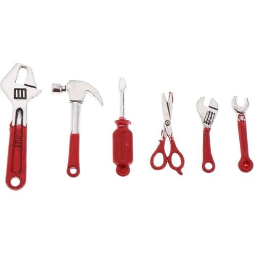 6 Lot 1:12 Metal Repair Multiple Tool Set for Dollhouse Supplies Model Accessories