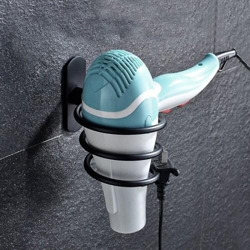 Wall Mounted Hair Dryer Organizer Spiral Stand Holder Rack Aluminum Bathroom Shelf Storage Bathroom Accessories Wall Shelf