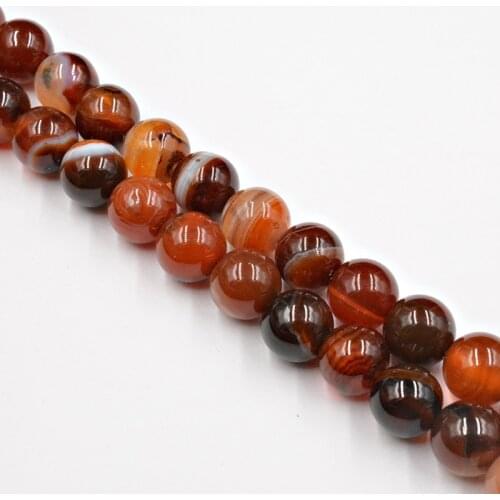Natural Stone Dark Red Banded Stripe Onyx Agates Beads 4-12mm Loose Beads for Jewelry Making Charm Accessories DIY Free Shipping