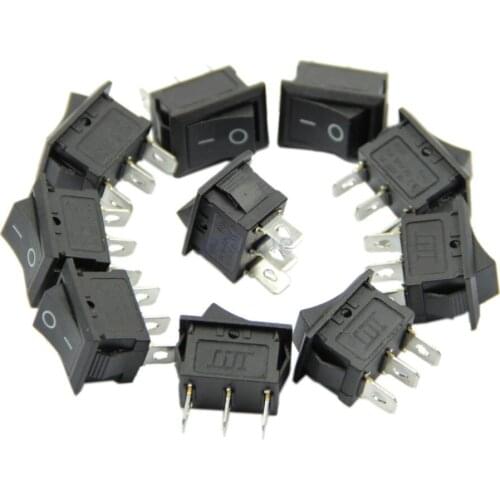 New Black AC 6A/250V 10A/125V 3 Pin Terminal Snap-in On-Off Boat Switch Rocker H02