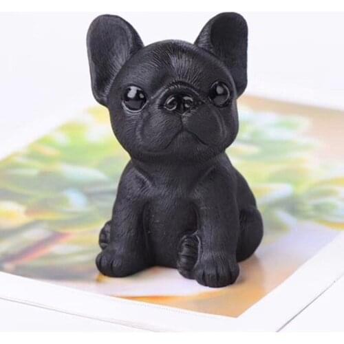 Obsidian quartz carved dog natural stone mineral crystals healing gemstones home decoration