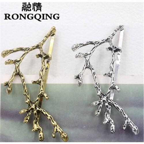 RONGQING 1pcs Fashion Celebrity Metal Tree Branch Hairpins Gold Silver Hair Clips for Women Hot Bobby Pins Wholesale